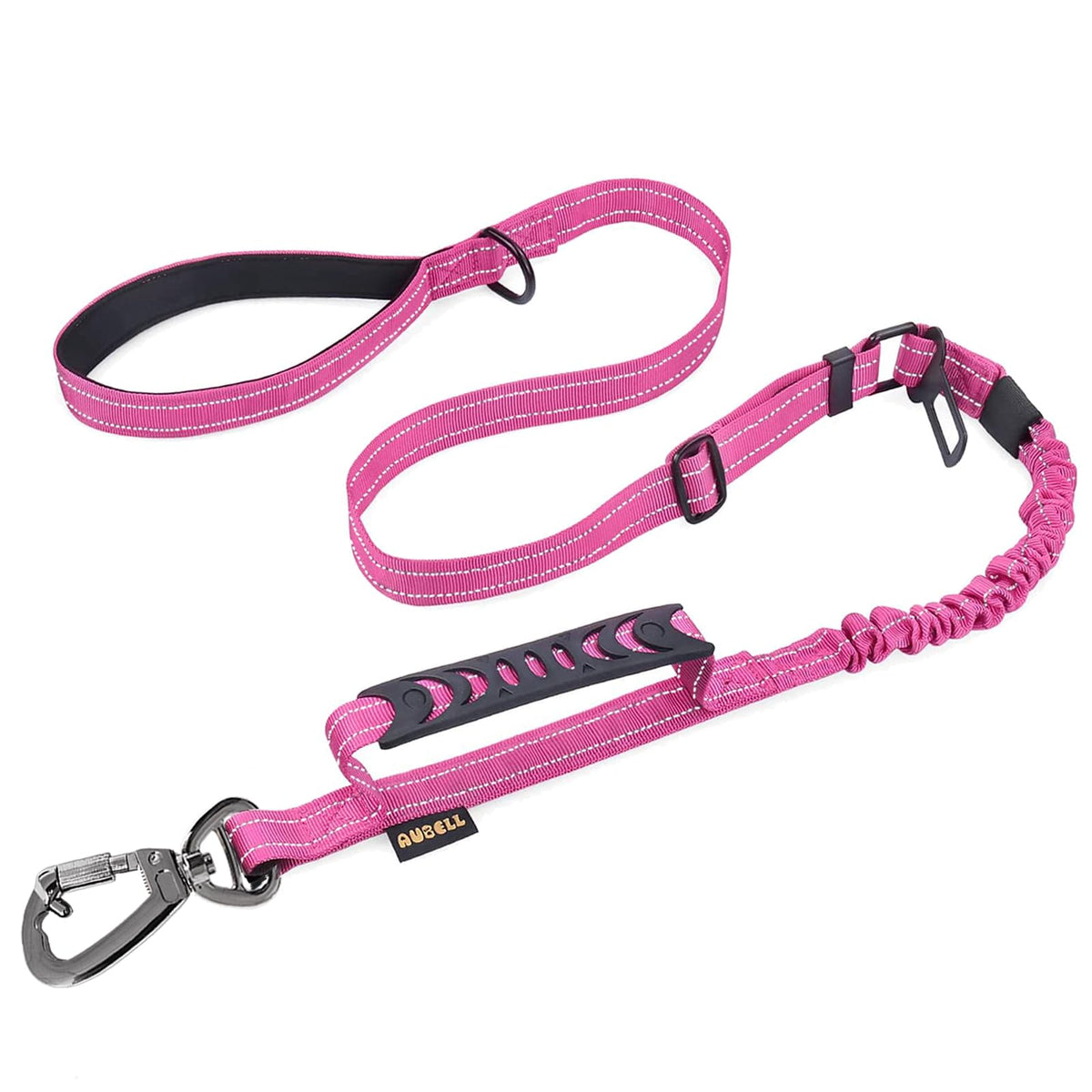 AUBELL Tactical Dog Leash Heavy Duty,4-6ft Reflective Strong No Pull Bungee Leash for Medium Large Dogs with Comfortable Padded Double Handle,Car