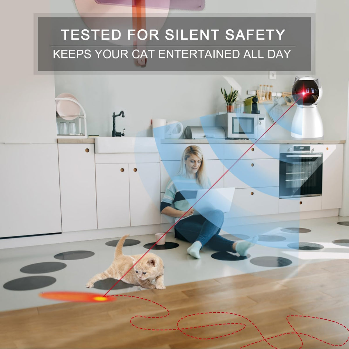 YVE LIFE Laser Cat Toys for Indoor Cats,The 4th Generation Real Random Trajectory Motion Activated Rechargeable Automatic Cat Laser Toy,Interactive