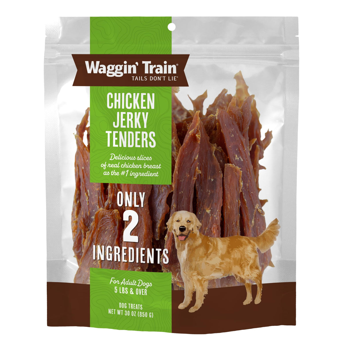 Waggin' Train Chicken Jerky Dog Treats, Made with 100% Real Chicken Breasts, Only Two All-Natural Ingredients, Great High Protein Dog Treat, Easily