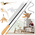 ROSAUI Cat Teaser Wand Toys, Interactive Bird Toys for Indoor Kittens, 42.15’’ Long Cat Fishing Pole Toys, 2Pcs Wires and 5Pcs Natural Refills