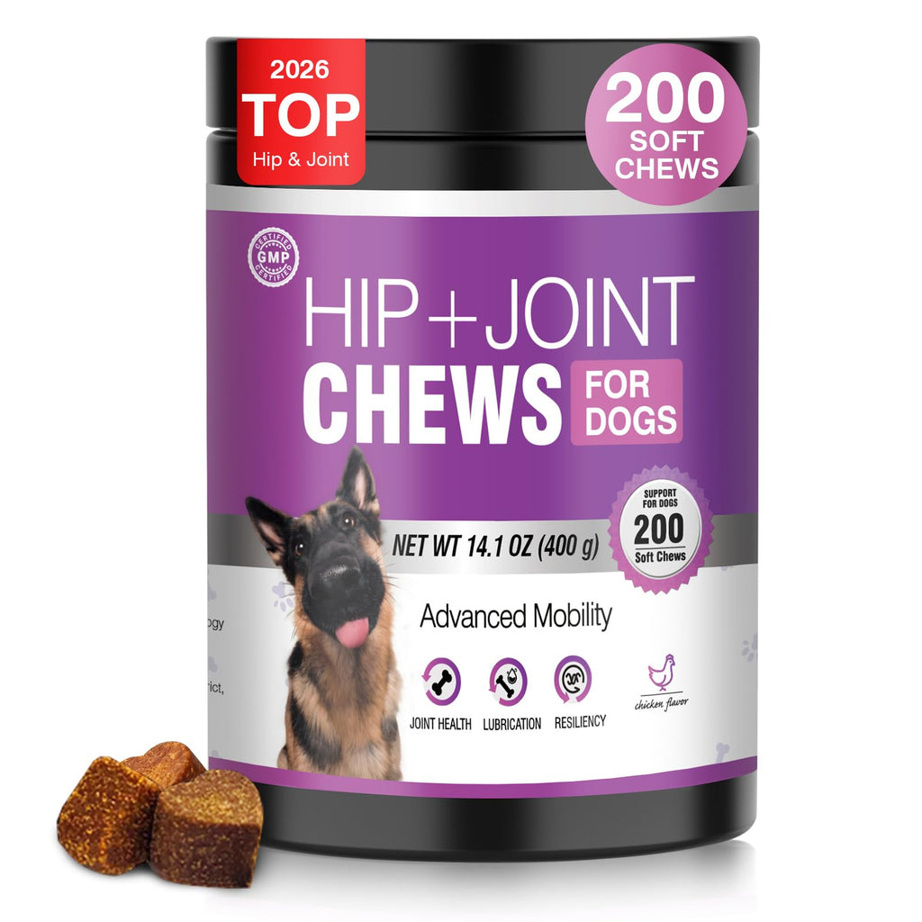 Glucosamine for Dogs 200pcs Joint Support Supplement Dog Hip and Joint Chondroitin Chews Treats with MSM Dog Joint Pain Relief Mobility Supplements