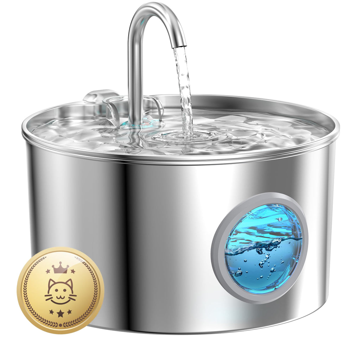 Cat Water Fountain Stainless Steel: 74oz/2.2L Cat Fountain for Drinking - Pet Water Fountain for Cats Inside - Quiet Cats Water Bowl Dispenser