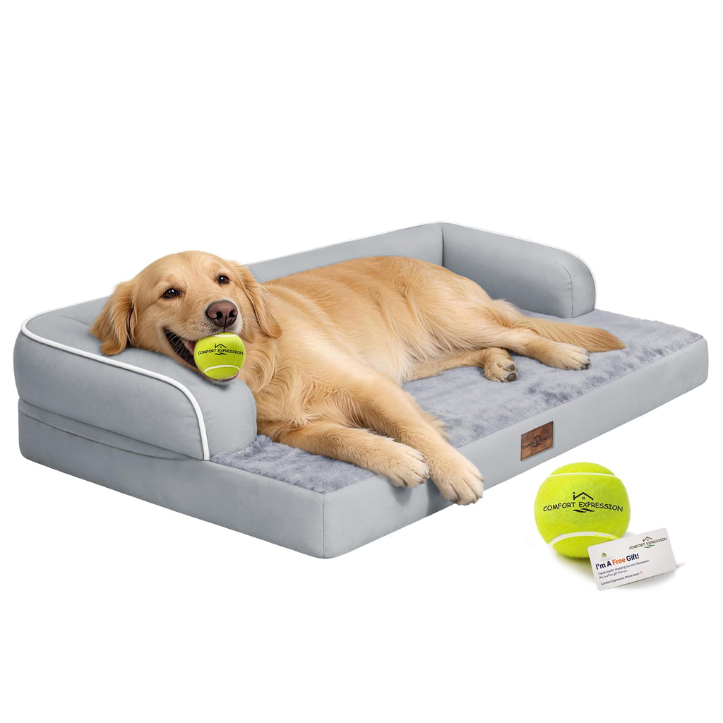 Comfort Expression Washable Orthopedic Dog Bed for Extra Large Dogs XL Grey | Waterproof Memory Foam Pet Bed 42x30 Inch with Removable Cover, Pet