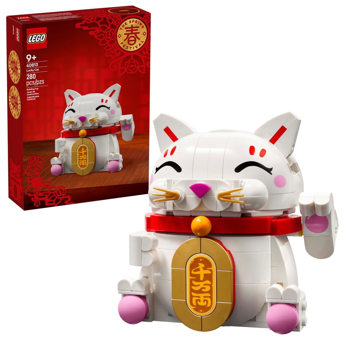 LEGO Lucky Cat Building Toy for Girls & Boys - Smiling Cat W/Waving Paw Function for Kids, Ages 9+ - Home Decor for Spring Festival & Chinese New