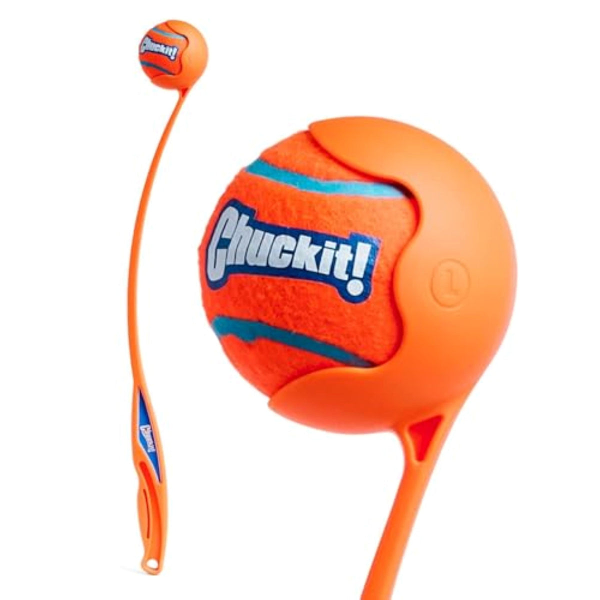 Chuckit! Sport 26L Dog Ball Launcher - Includes a 3-inch Diameter Large Ball for Dogs 60-100 Pounds - Manual Thrower for Dog Balls With a Slim