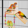 Bird Perches Platform Swing with Bird Mirror Climbing Ladder Birds Toys Cage Accessories for Cockatiels, Lovebirds, Pacific Parrotlets,Chinchilla