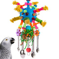 Parrot Toys Bird Toys Perch Pullable Stainless Steel Spoons Colorful Acrylic Stick Chew Toys for s Mini Macaws African Greys Cockatoos Conures