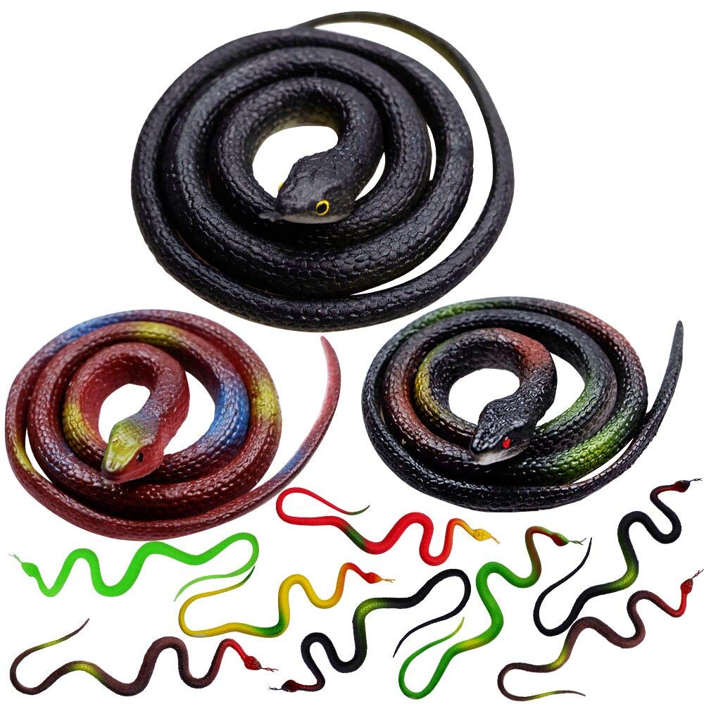 Shyflpopo 11 Pcs Realistic Rubber Snakes Decoration for Garden Props to Scare Birds, Squirrels, Mice, Prank Toys, Theater Props, and Party Favors for
