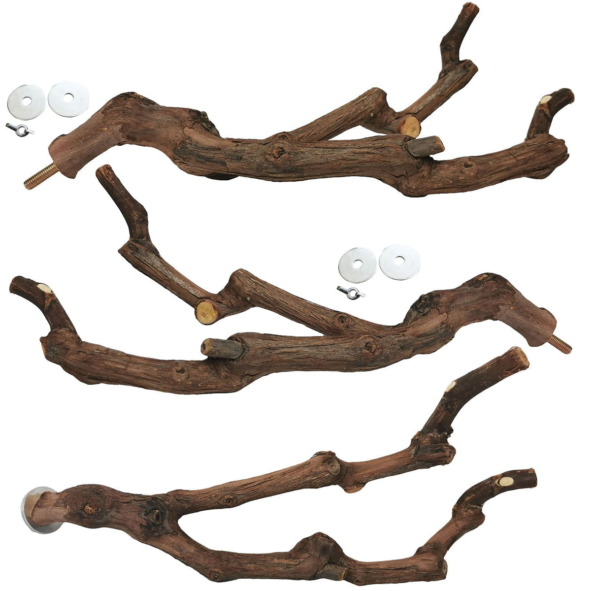 kathson Natural Parrot Perch Bird Stand Pole Wild Grape Stick Paw Grinding Fork Parakeet Climbing Standing Branches Toy Chewable Cage Accessories for