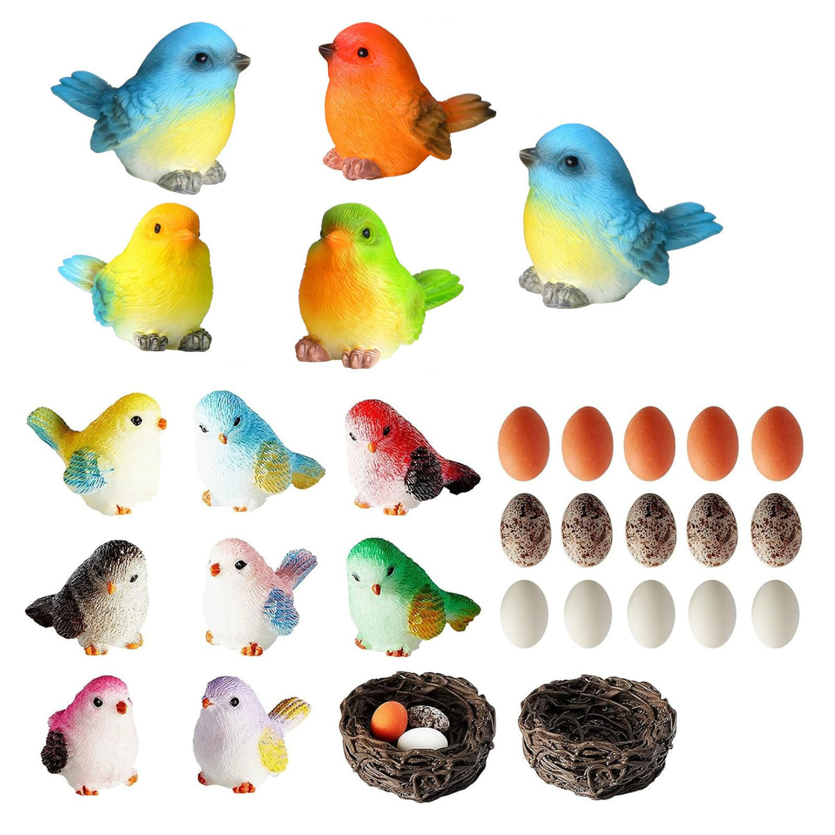 Jetec 30 Pieces Garden Accessories Bird Decorative Figurines Miniature Bird Figurines for Garden, Dollhouse Miniature, Cake Topper, Micro Landscape