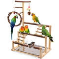 Bird Playground, Natural Wooden Parrot Stand Suitable for Small and Medium Birds, with Feeding Cups, Swing, Chew Toys,Bird Perch Ideal for Parakeets