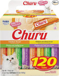 INABA Churu Cat Treats, Lickable, Squeezable Creamy Purée with Vitamin E, 0.5 Ounces per Tube, 120 Tubes Total, Chicken Variety