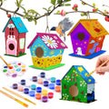 hapray 4 Pack Bird House Crafts for Kids Ages 5-8 8-12, Buildable DIY Birdhouse Kit for Children to Build, Summer Arts and Craft Projects with Paint