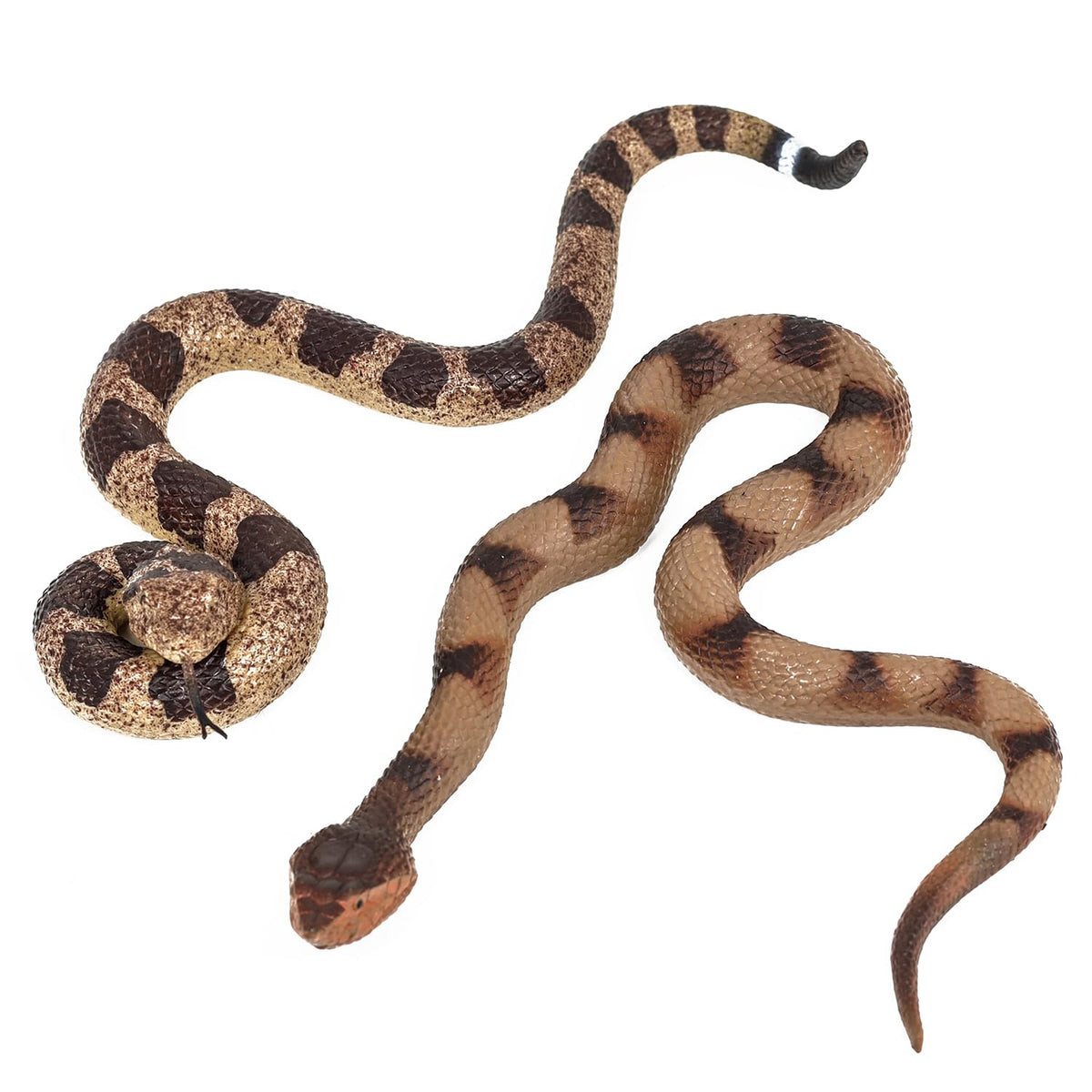 2Pcs Realistic Fake Snakes Toy Lifelike Rubber Rattlesnake Snake -to Keep Birds Away- Garden Plastic Scare Birds for Prank Stuff or Halloween