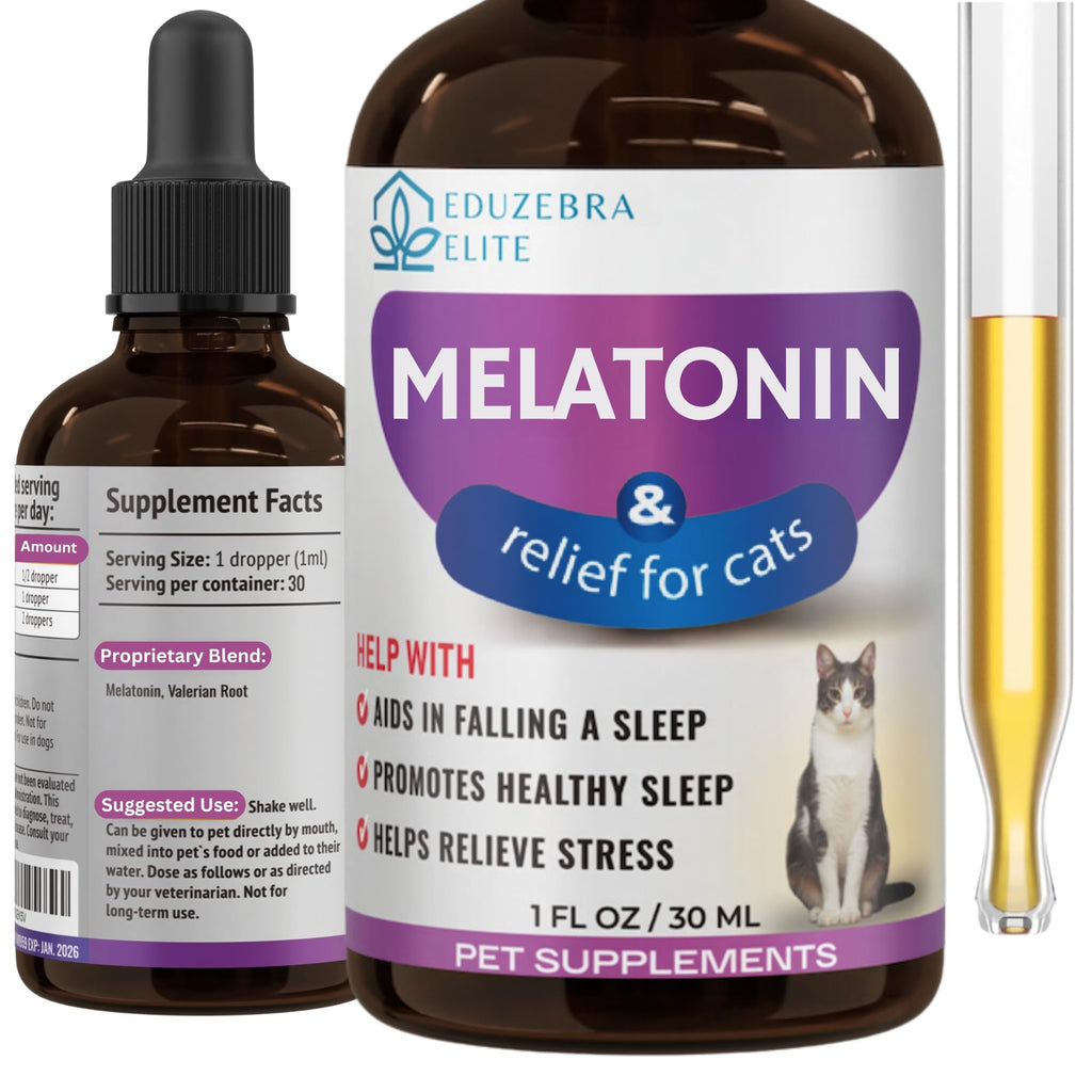 EDUZEBRA Cat Melatonin, Melatonin for Cats, Cat Sedative for Grooming, Cat Sleep Aid, Cat Calming Treats, Anxiety Relief for Cats, Support Restful