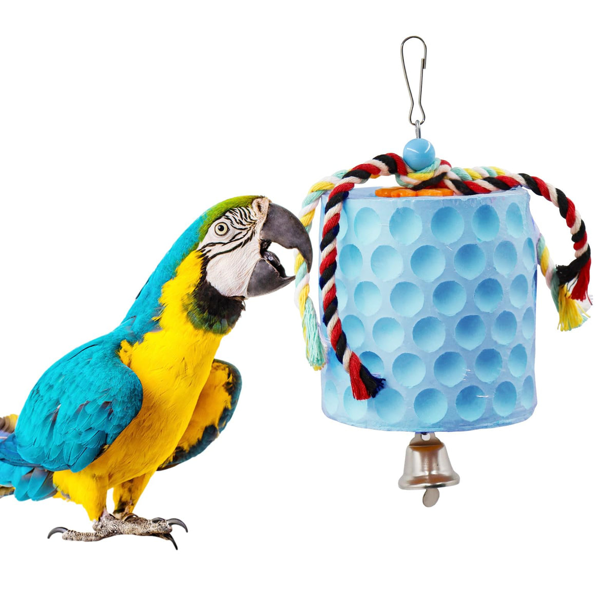 Extra Large Bird Chewing Toy, Parrot Beak Grinding Calcium Stone with Bells, Bird Cage Accessories, Cage Toys for Cockatiel Parakeet Parrot Budgies