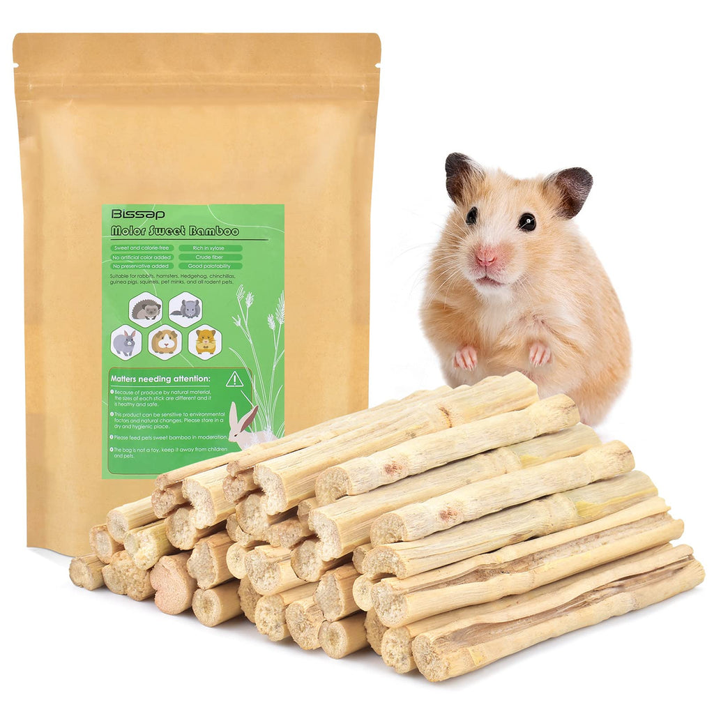 Bissap Sweet Bamboo Chew Sticks for Rabbits 500g/1.1Ib, Bunny Molar Treats Snack for Small Animals Hamsters Chinchillas Guinea Pigs Squirrels Natural