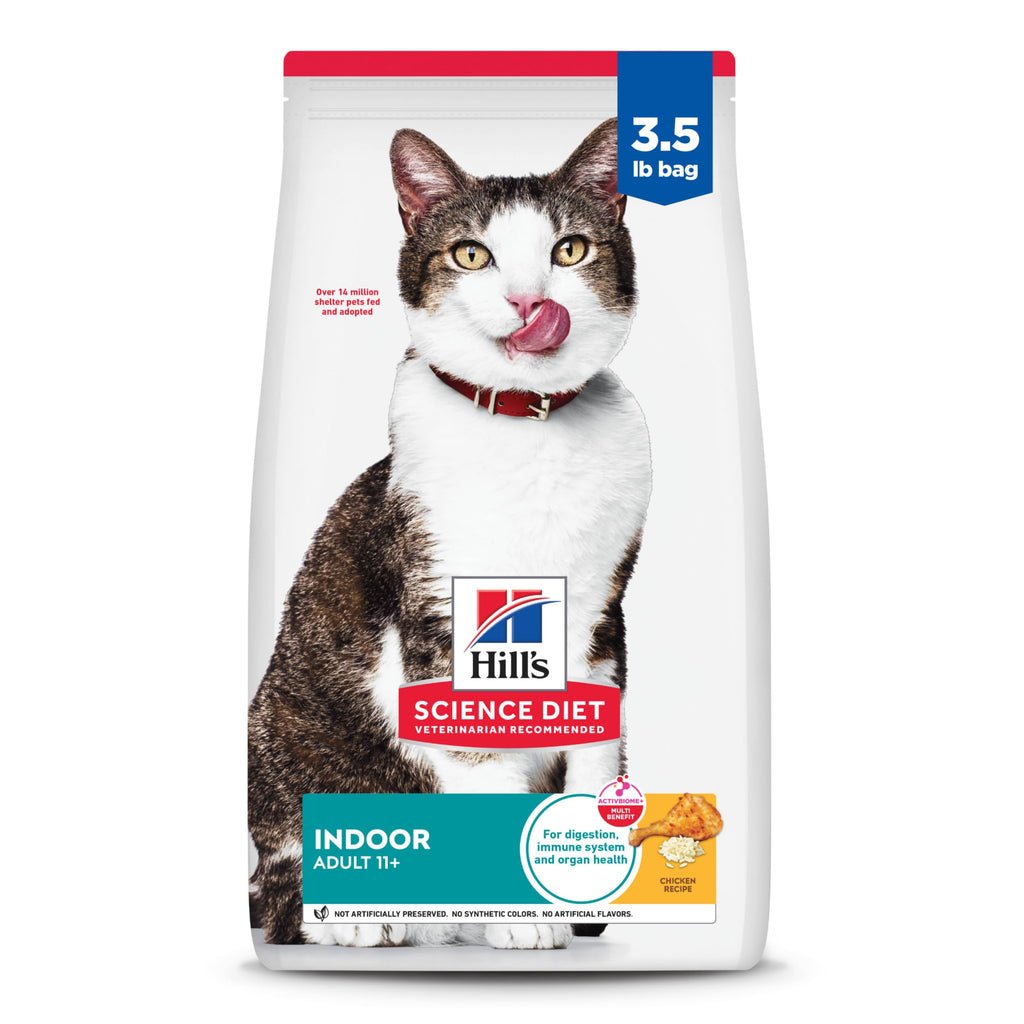 Hill's Science Diet Senior 11+ Indoor Dry Cat Food, Chicken, 3.5 lb. Bag
