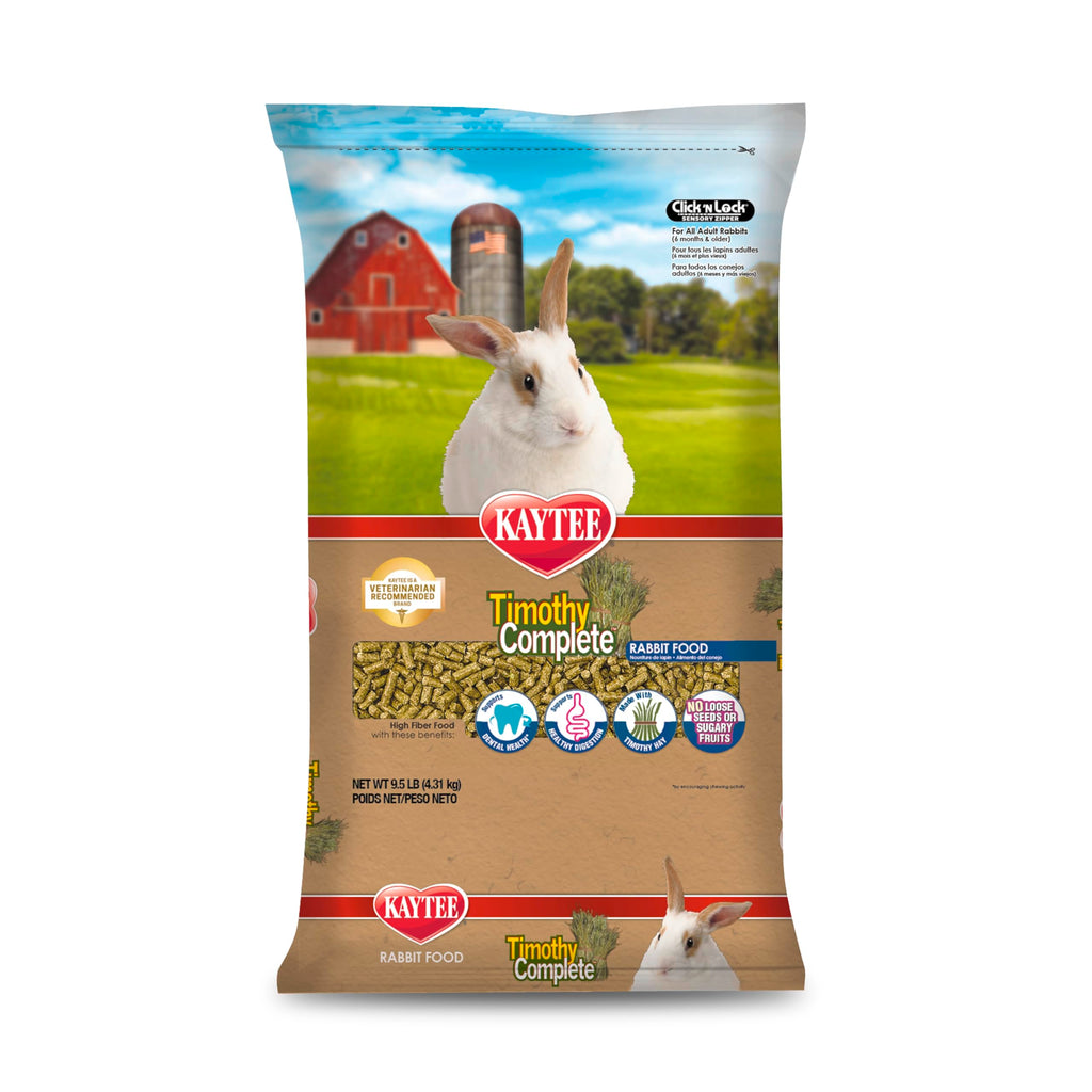 Kaytee Timothy Complete Rabbit Food, Made with Timothy Hay, High in Fiber, Supports Dental Health and Digestion, 9.5 pounds
