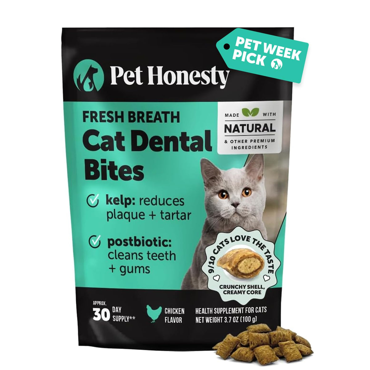 Fresh Breath Dental Bites for Cats – Crunchy & Creamy Cat Dental Treats for Fresh Breath, Tartar & Plaque Control – Dual-Texture Cat Oral Care Bites