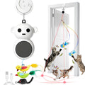 Interactive Cat Toys for Indoor Cats: 2 in 1 Laser Pointer Cat Toy with Automatic Flying Bird & Mouse Wand, Smart Motion Mode Adjustable Speed, USB
