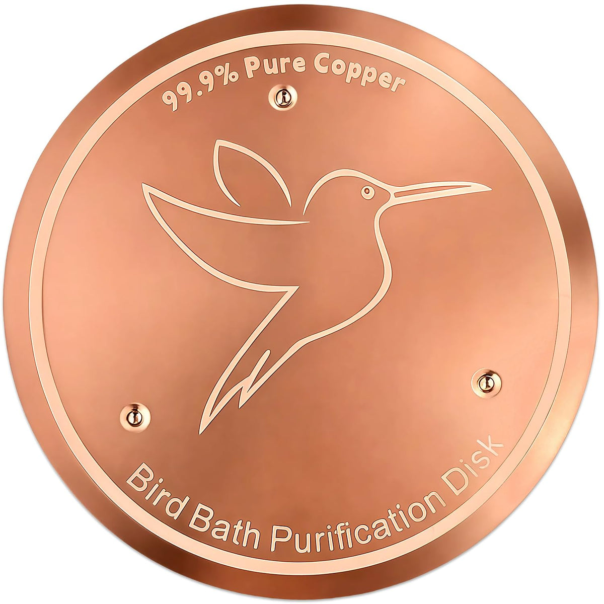 Bird Bath Copper Disk, Copper Disc for Bird Bath 99.99% Pure 0.6 mm Thick with Triple-Point Support for Physical Safe Clean Water for Outdoor