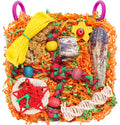 Bird Toys for Small & Medium Parrots - Natural Foraging & Shredding Cage Hanging Toys with Seagrass Mat, Starfruit, Loofah Slices for Budgies