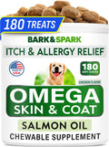 BARK&SPARK Omega 3 for Dogs - 180 Fish Oil Treats for Dog Shedding, Skin Allergy Chews, Itch Relief, Hot Spots Treatment - Joint Health - Skin and