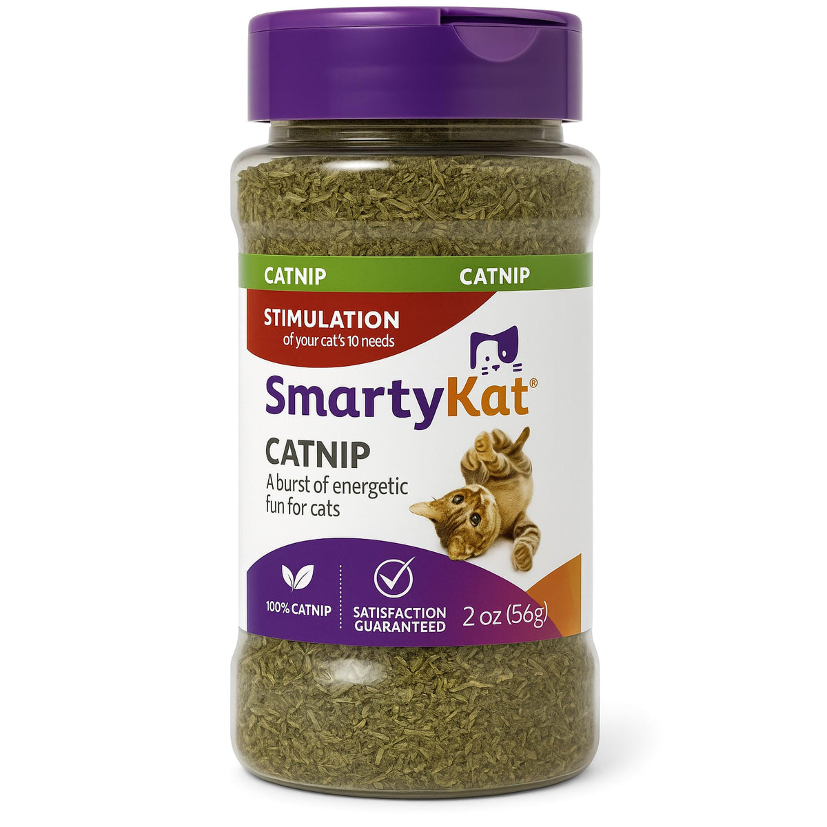 SmartyKat Natural Catnip Canister, 100% Natural Cat Nip for Cats, Premium Dried Catnip for Indoor Cats, Positive Training Aid for Play and Exercise