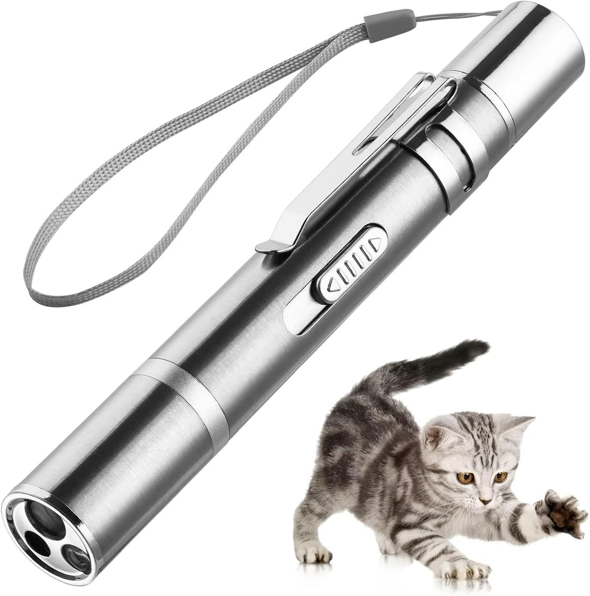 Laser Pointer Cat Toy, Interactive Toy with Red Dot LED Light Pointer, Long Range 3 Modes Projection Playpen for Kitten Interaction,USB Recharge