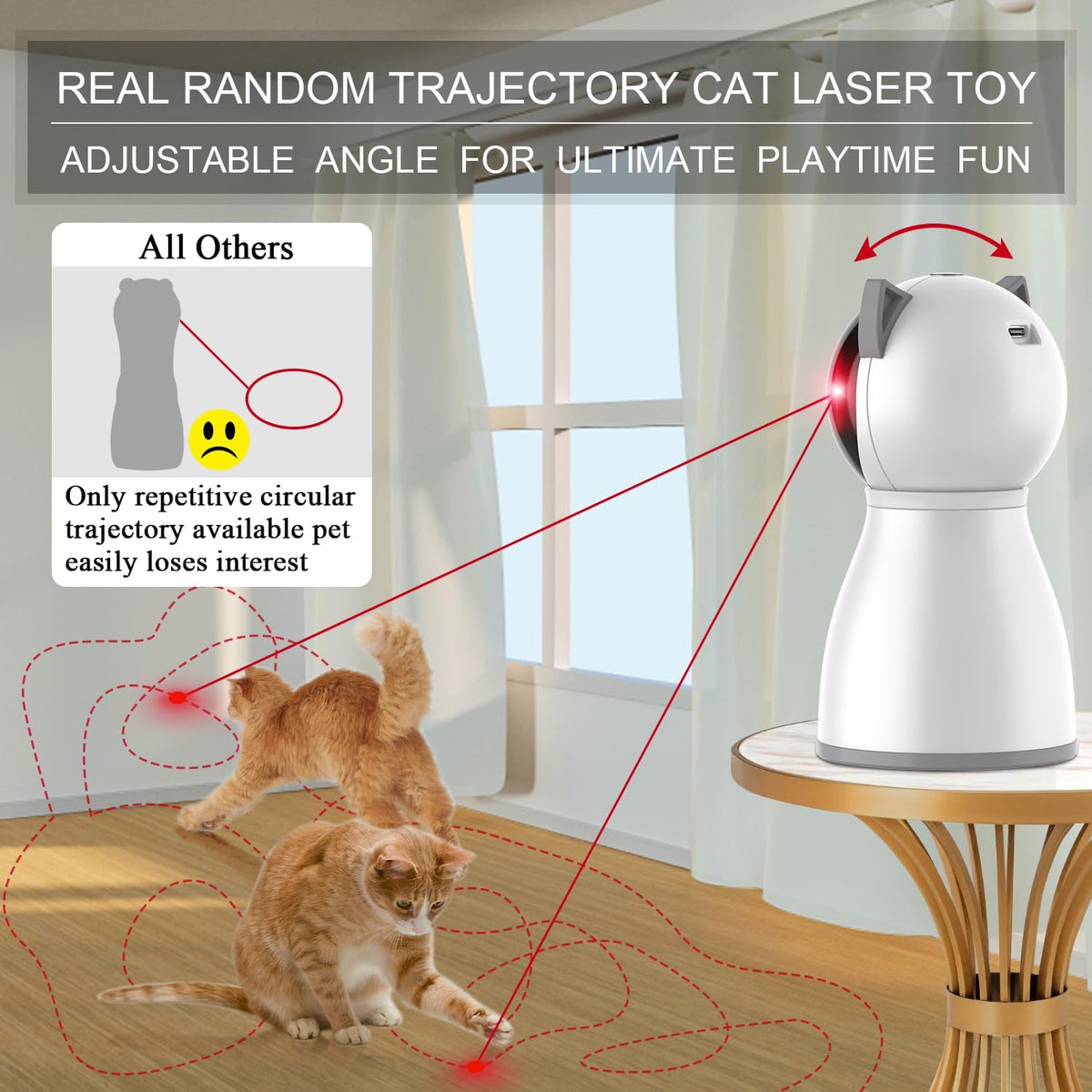 YVE LIFE Laser Cat Toys for Indoor Cats,The 4th Generation Real Random Trajectory Motion Activated Rechargeable Automatic Cat Laser Toy,Interactive