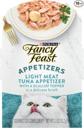 Purina Fancy Feast Appetizers Lickable Grain Free Wet Cat Food Topper Light Meat Tuna Appetizer with Scallop - (Pack of 10) 1.1 oz. Trays