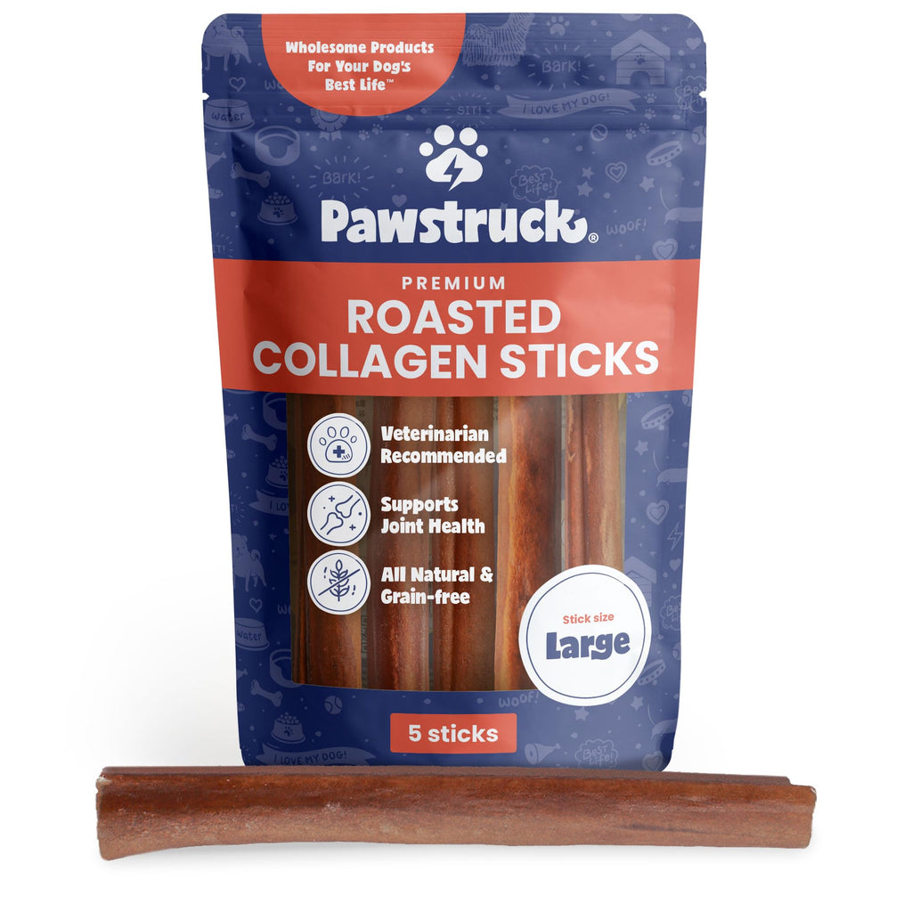Pawstruck All Natural 11-12" Roasted Collagen Sticks for Dogs – Low Odor & Long-Lasting Bully Stick & Rawhide Alternative, Single Ingredient, Vet