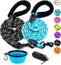 COOYOO 2 Pack Dog Leash 5 FT Heavy Duty - Comfortable Padded Handle - Reflective Dog Leash for Medium Large Dogs with Collapsible Pet Bowl