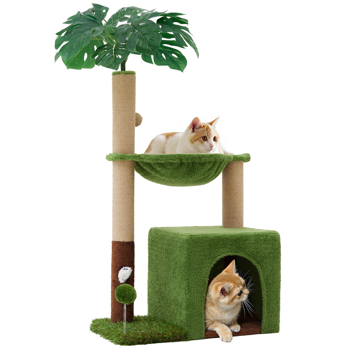 Woochpet 37" Cat Tree Tower for Indoor Cats，2-in-1 Multi-Functional Comfort with Premium Sisal Scratching Post, Cat Cando with Mouse Hole and Plush