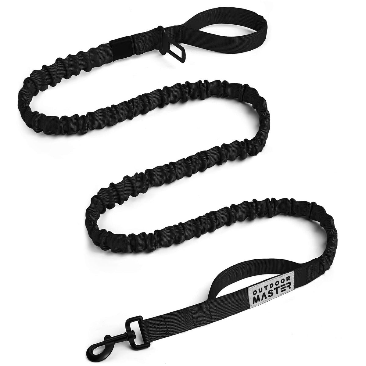 OutdoorMaster Bungee Dog Leash, Heavy Duty Dog Leash with Shock Absorption, 2 Padded Handles Training Leash, Improved Dog Safety and Comfort - Black