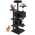 FDW | 54" Cat Tree Tower | Dark Gray | Multi-Level Indoor Activity Center with Sisal Scratching Posts, Condos, Plush Perches, Hanging Cat Toys
