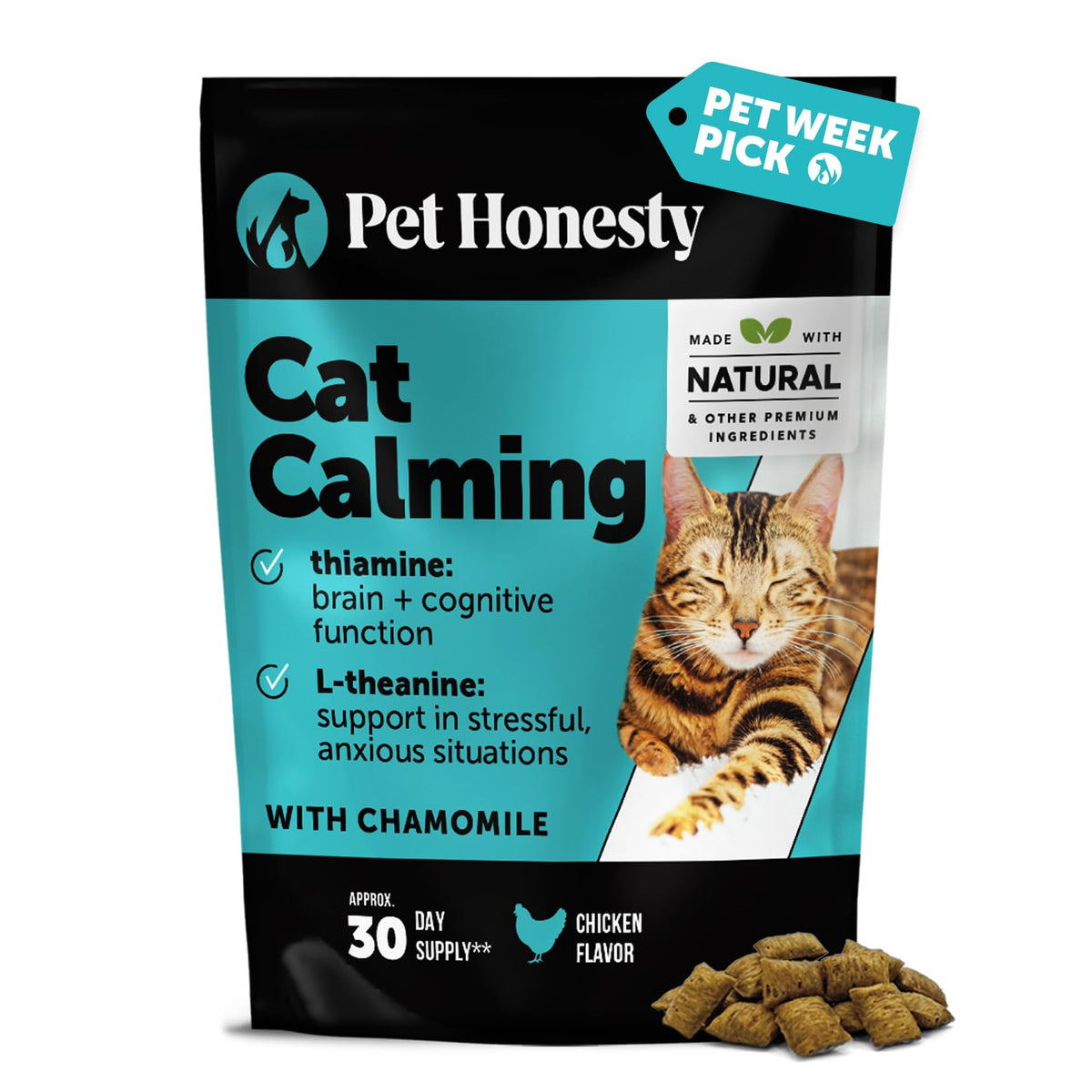 Calming Chews for Cats - Cat Anxiety Relief + Helps Reduce Stress - Behavioral Support & Promotes Relaxation for Travel, Boarding, Vet Visits