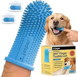 Jasper Dog Toothbrush, 360 Dog Tooth Brushing Kit, Finger Toothbrush, Cat Tooth Brush, Teeth Cleaning, Pet Tooth Brush for Small & Large Pets, Pet