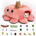 Cat Tunnel Bed with 20 Cat Toys, Collapsible Play Tunnel for Indoor Cats, Kitten Toys for Indoor Kittens, Octopus Shaped