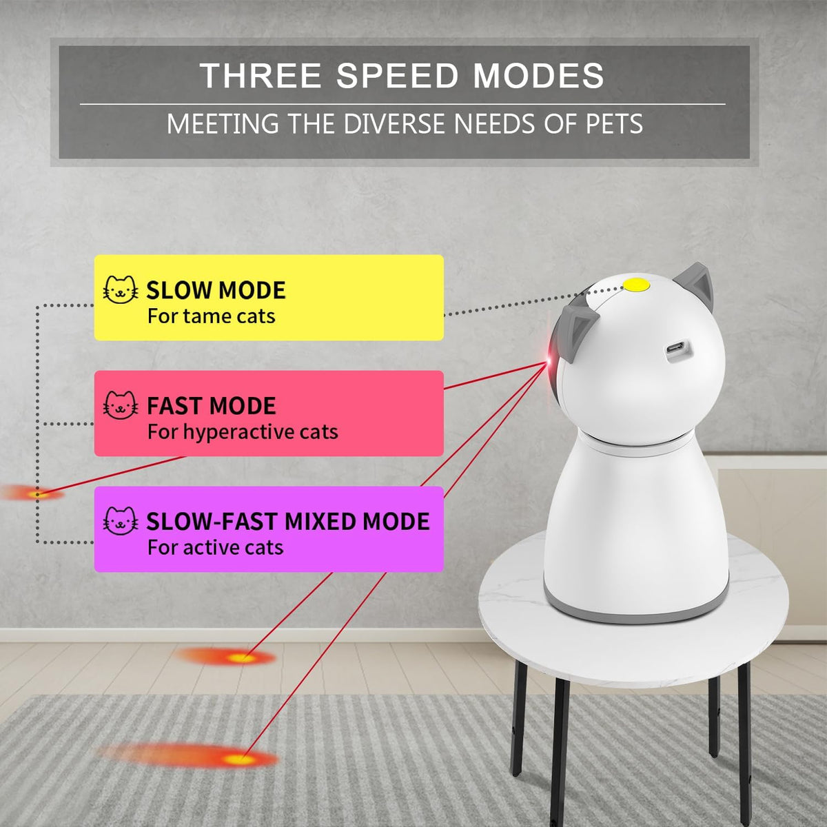 YVE LIFE Laser Cat Toys for Indoor Cats,The 4th Generation Real Random Trajectory Motion Activated Rechargeable Automatic Cat Laser Toy,Interactive