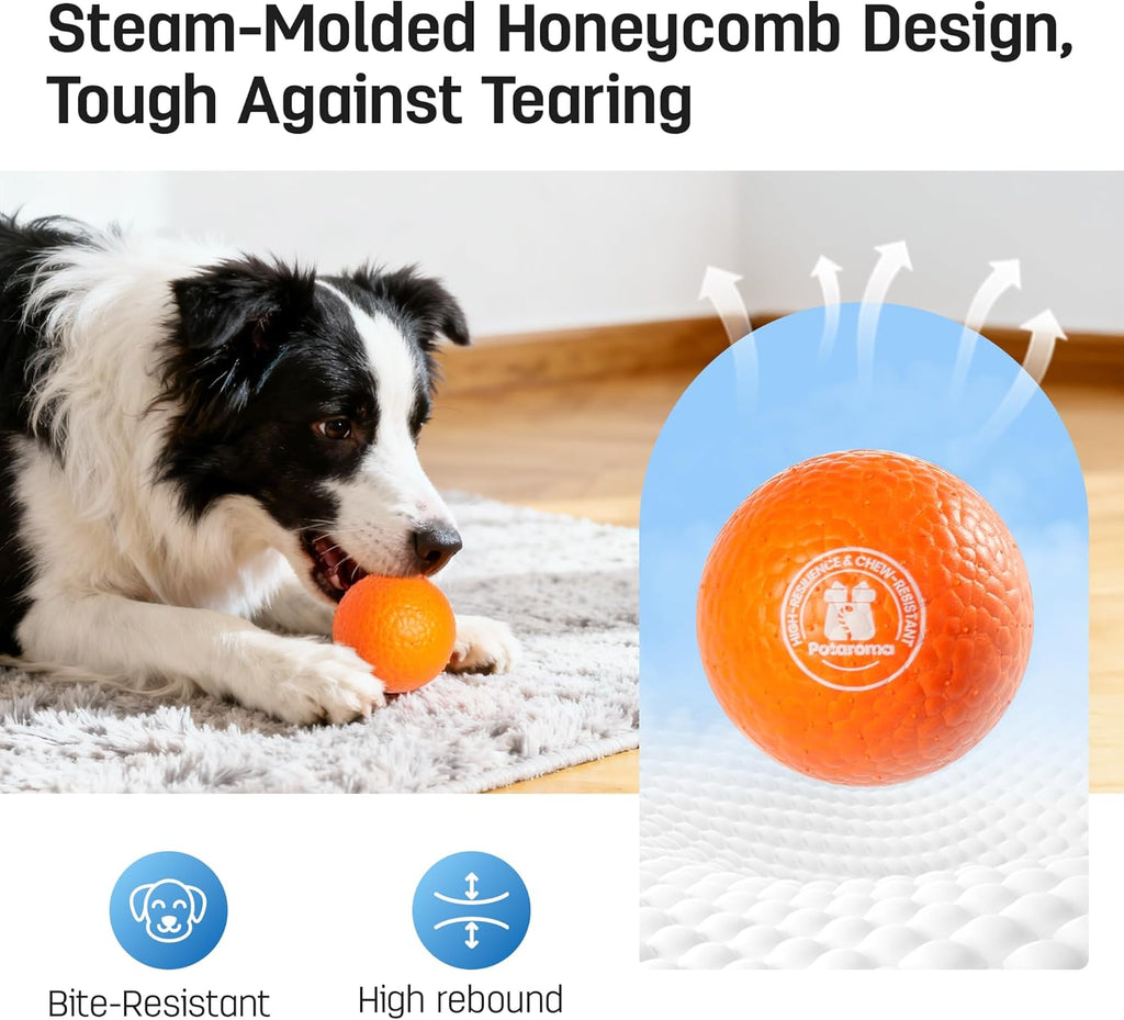 Potaroma Dog Toy Balls – 3 Pack E-TPU Bouncy Pet Fetch Balls Floating Water Pool Toy for Chewers Small & Large Dogs, Indoor & Outdoor 2.8 Inch