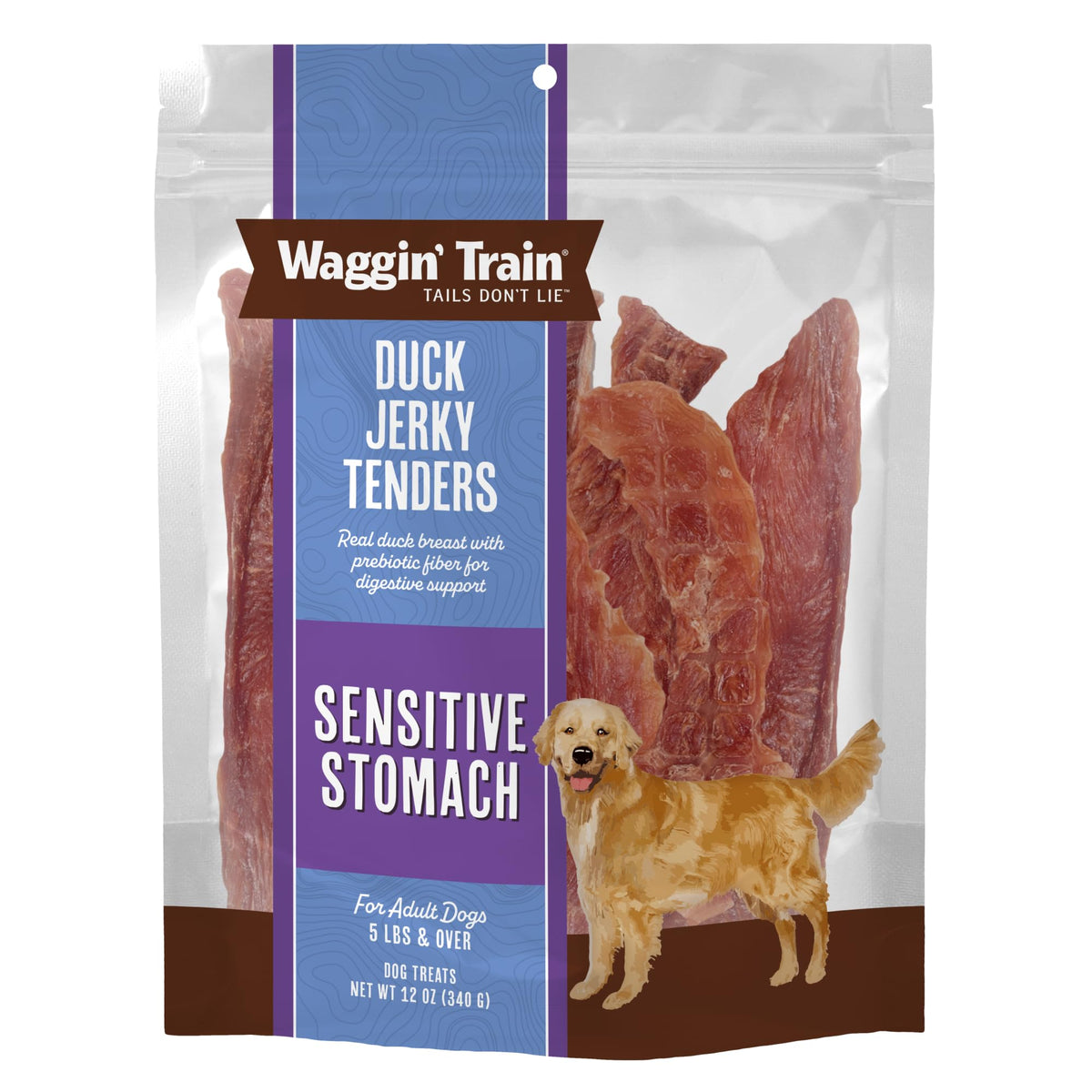 Waggin' Train Duck Jerky Dog Treats for Dogs with Sensitive Stomachs, Made with 100% Real Duck Breasts, Three All-Natural Ingredients, High Protein