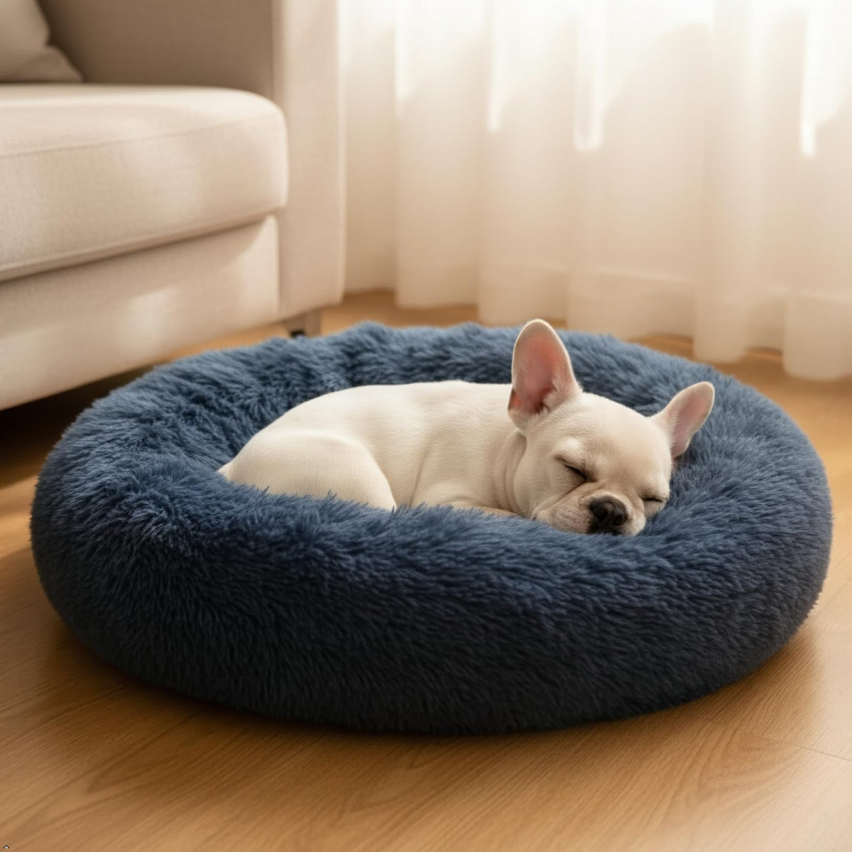 Comfort Donut Dog Bed - Ultra-Soft Pet Bed with Neck Support, 3 Sizes (Machine Washable) for Small/Medium/Large Dogs & Cats (Gray, 24''Lx24''Wx8''Th)