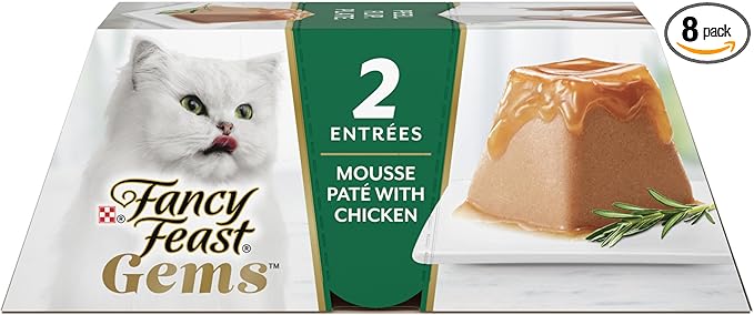 Fancy Feast Gems Pate Cat Food Mousse With Chicken and a Halo of Savory Gravy Cat Food - (Pack of 8) 4 oz. Boxes