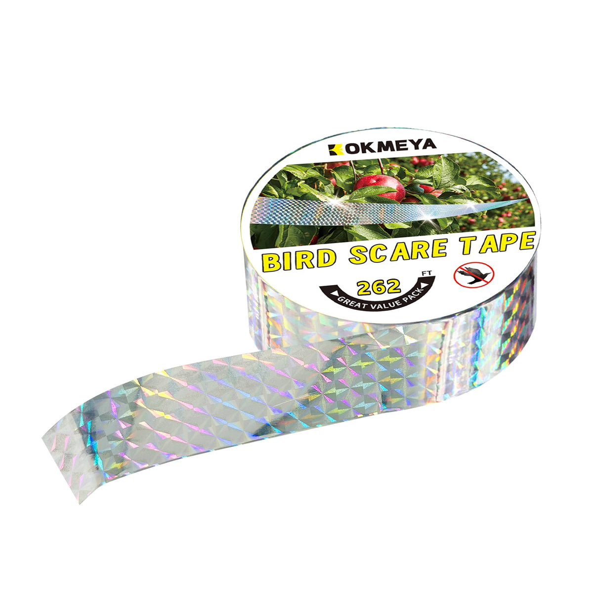 Bird Scare Reflective Tape, 262 Feet per Roll, Double-Sided Reflective, for Repelling Sparrows and Woodpeckers, Suitable for Outdoor Use in Homes