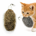 2 Pack Natural Rabbit Fur Cat Toy Refills – Silent Interactive Cat Toys for Indoor Cats, Handmade Replacement Heads with Secure Connector for Cat