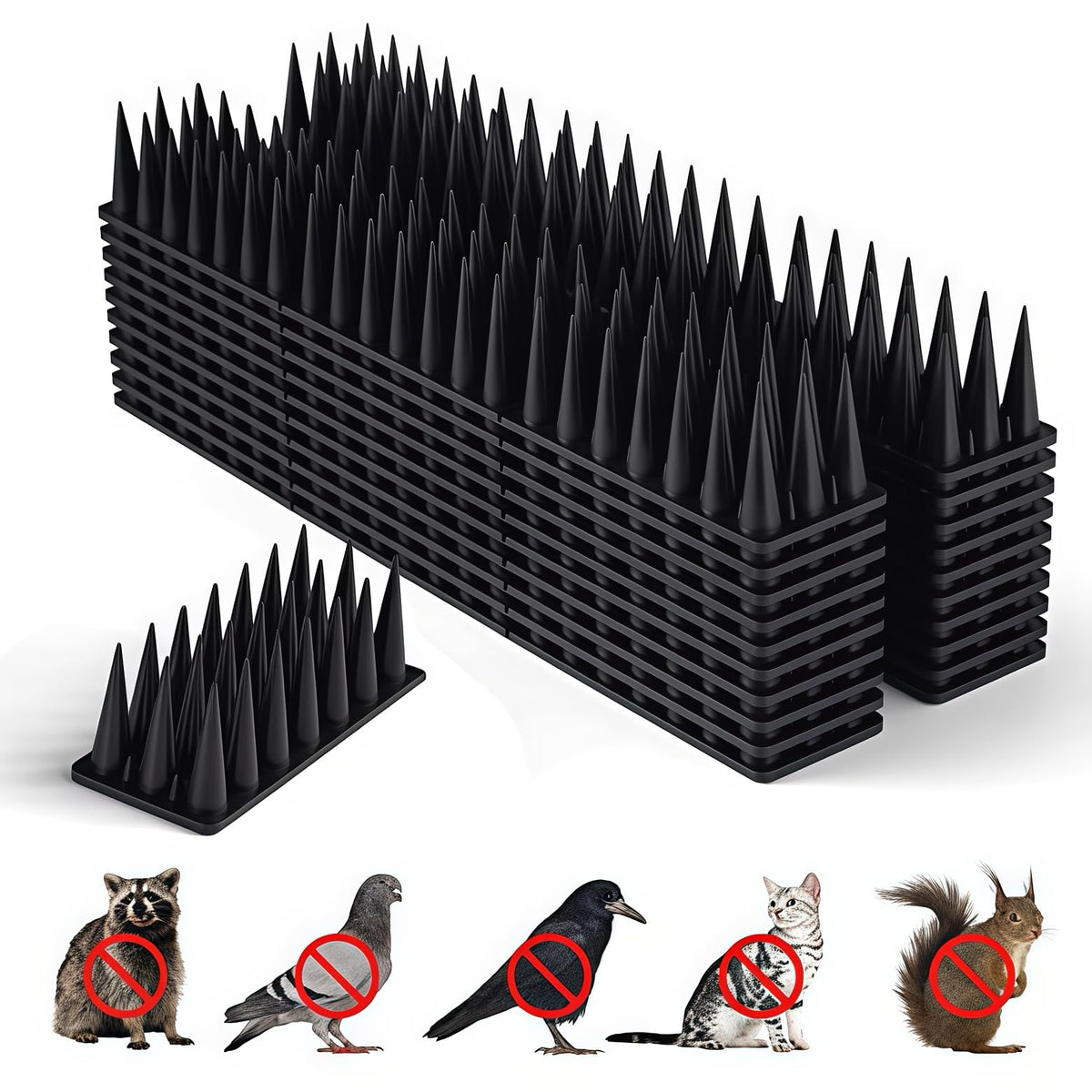BORHOOD Bird Spikes, 20 Pack Pigeon Deterrent for Small Birds Raccoon Cats Defender for Outside to Keep Squirrel Away, Plastic Fence Spike for