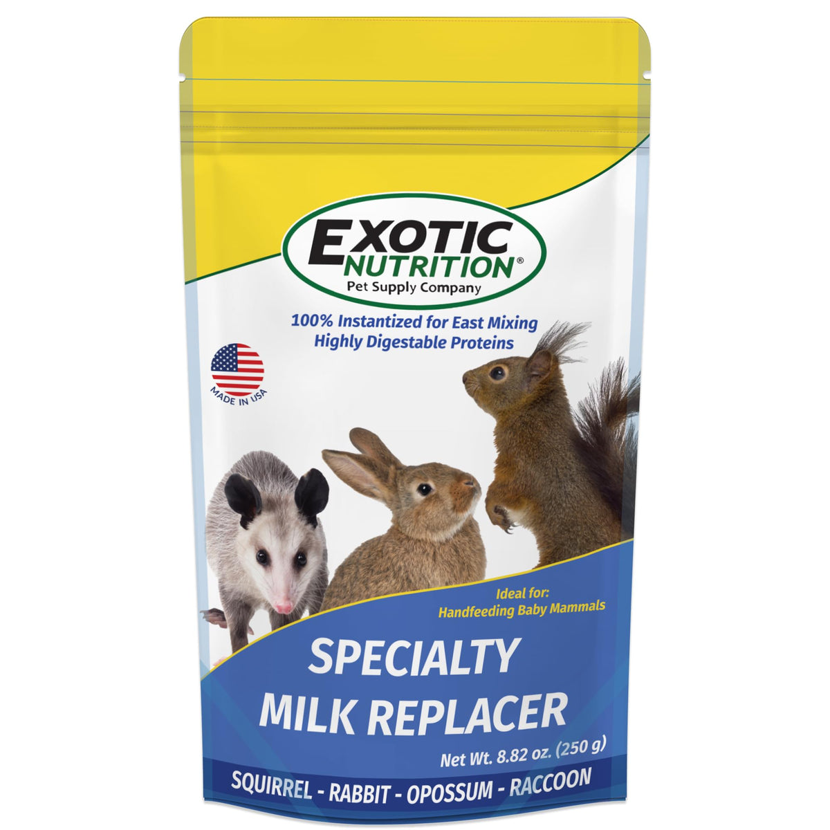Milk Replacer - Healthy Powdered Formula Ideal for Baby Squirrels, Rabbits, Opossums, Raccoons | 100% Instantized for Mixing Digestible Proteins