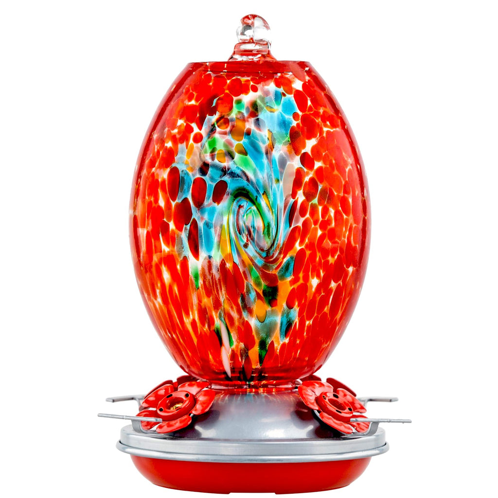 Muse Garden Glass Humming Bird Feeders for Outdoors - 27OZ Blown Glass Hummingbird Feeder - Unique Gift Mom Women Grandparents, Outdoors Hanging